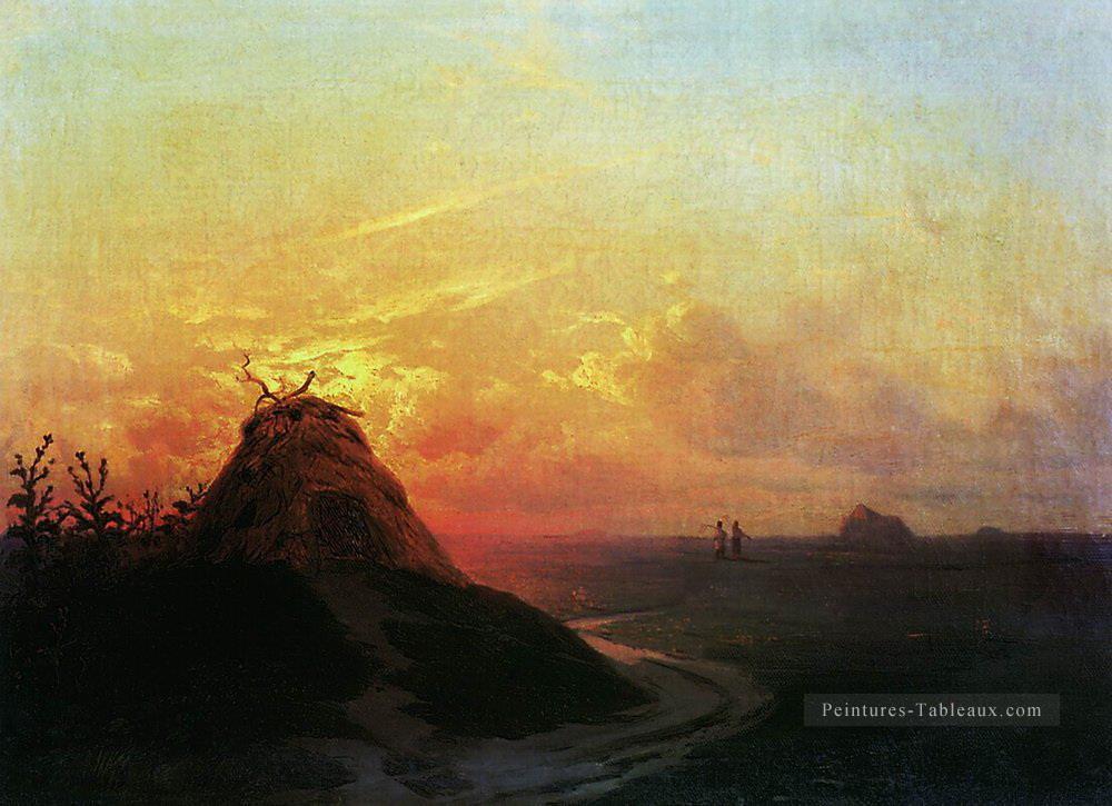 champ coucher de soleil 1861 Romantique Ivan Aivazovsky russe Peintures à l'huile